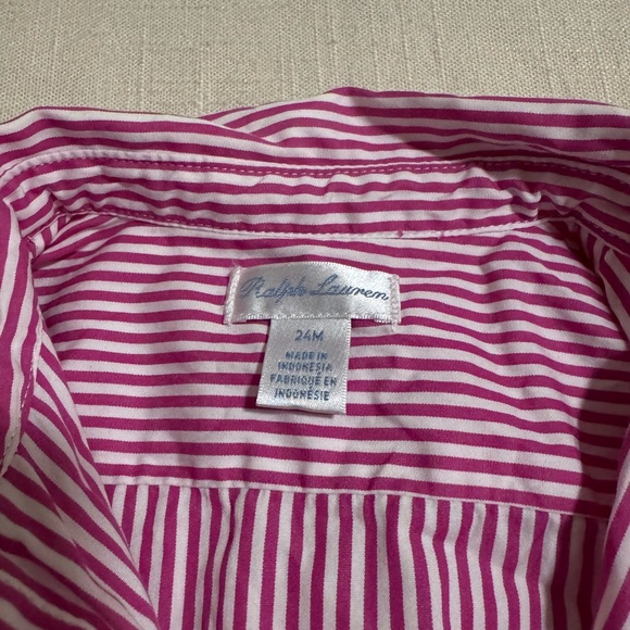 Ralph Lauren Pink and White Striped Baby Dress - Picture 3 of 7